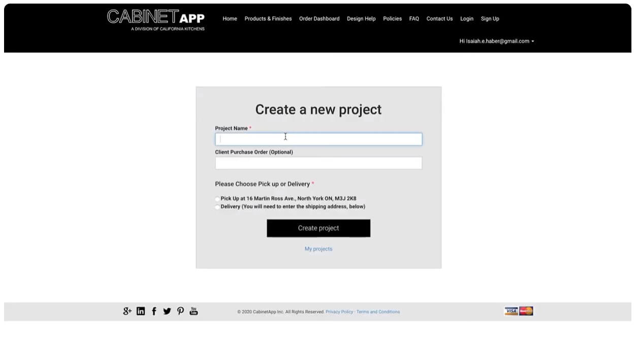screenshot of video about how to create a project in cabinetapp