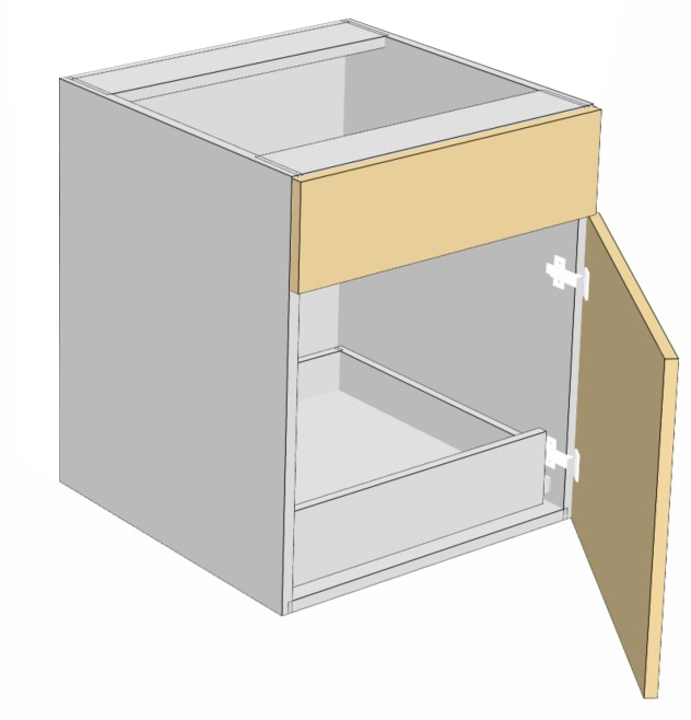 1 dummy drawer - 1 doors - optional bottom Roll out