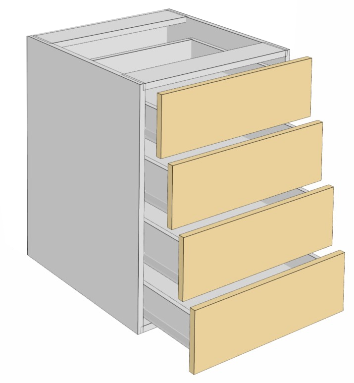4 equal drawers
