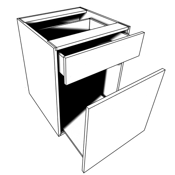 Tri bin with top drawer