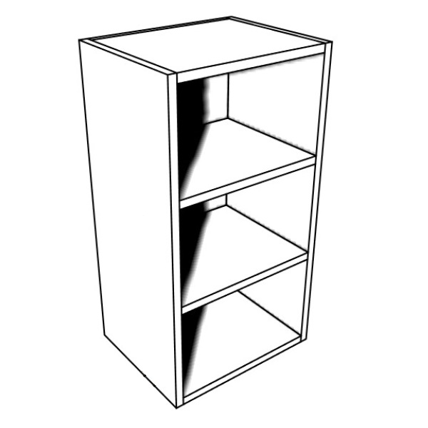 Upper open shelf cabinet - equaly placed fixed shelves